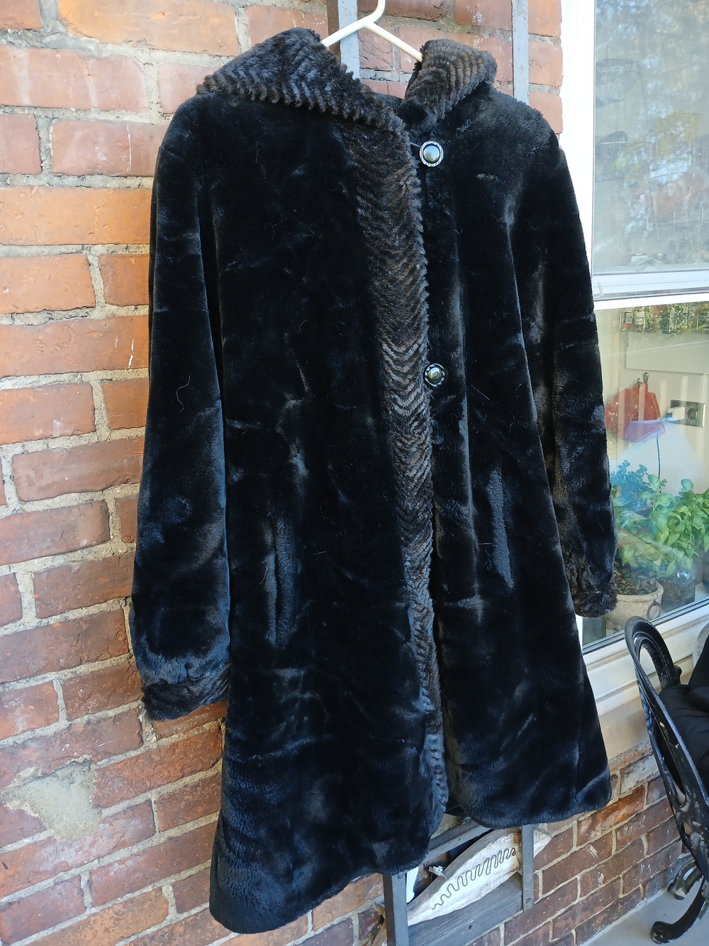 Black Faux Fur Hooded Coat - Women's Luxurious Winter Jacket